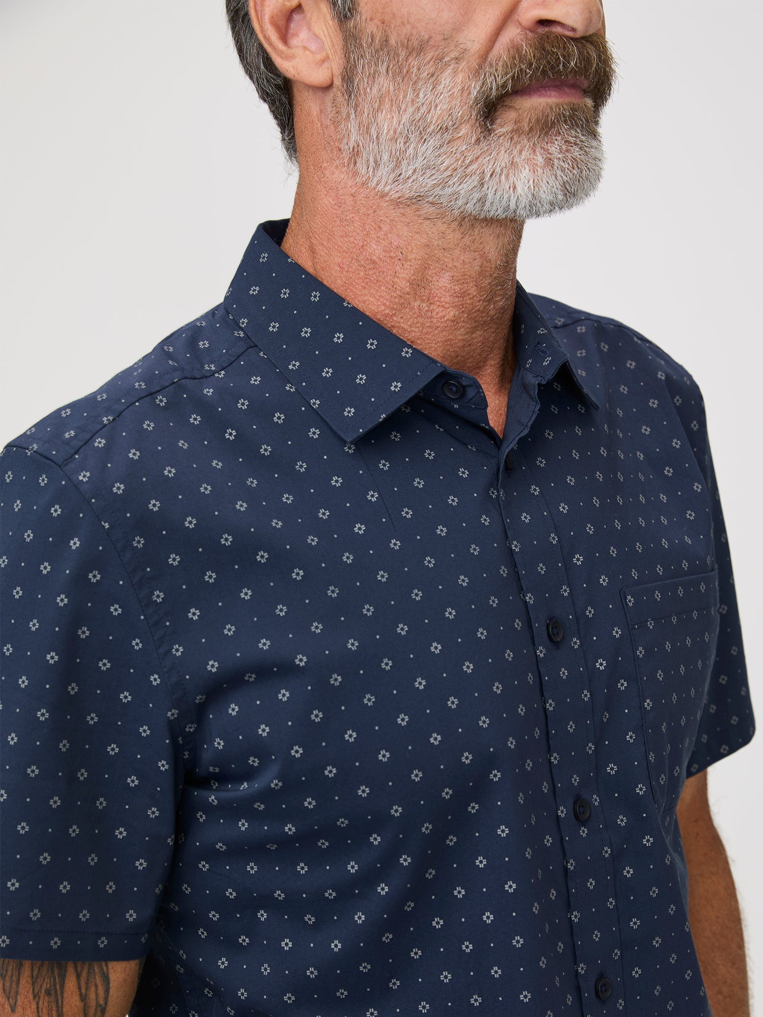 Navy Print All Day Short Sleeve Shirt