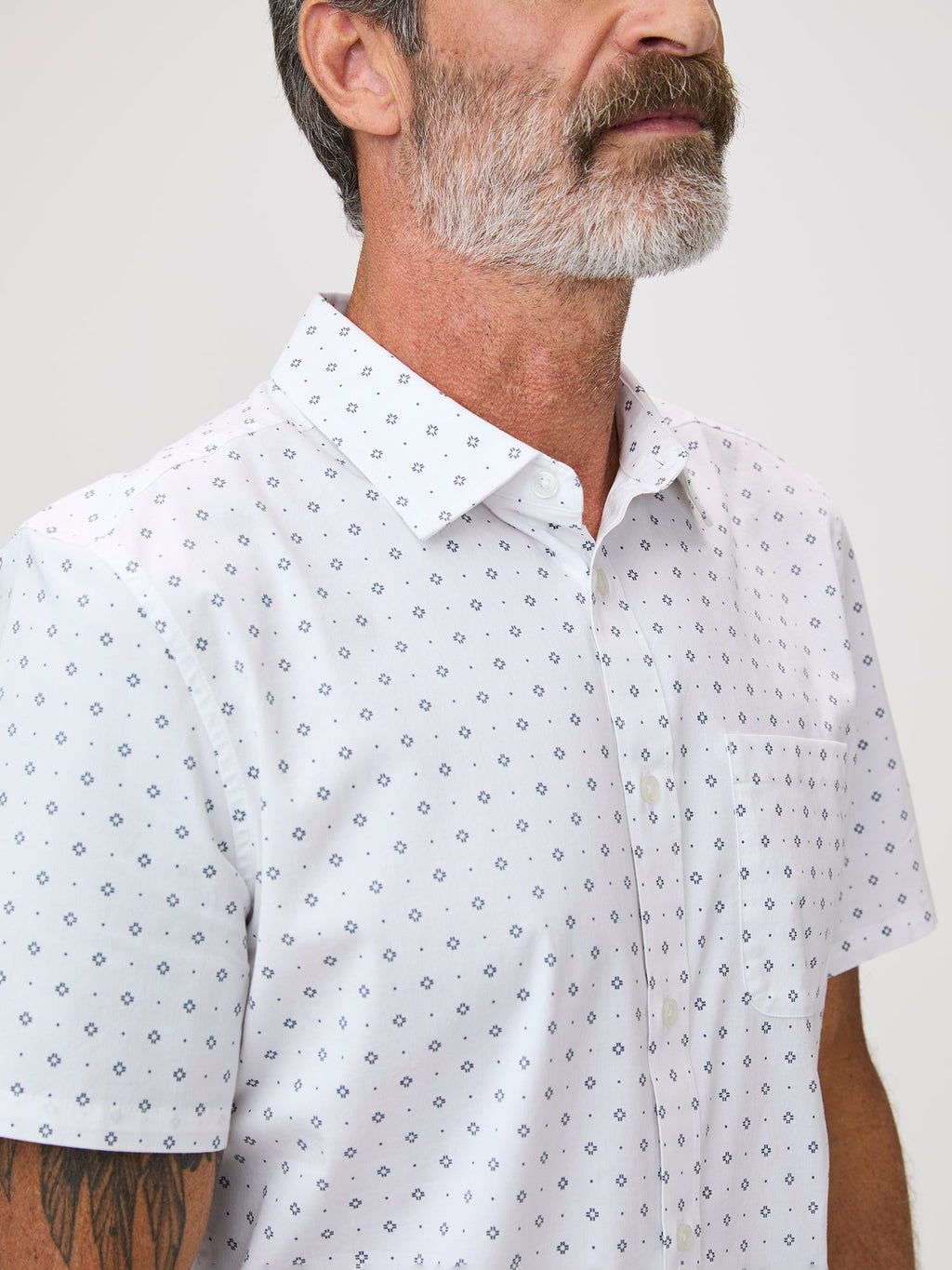 White Print All Day Short Sleeve Shirt