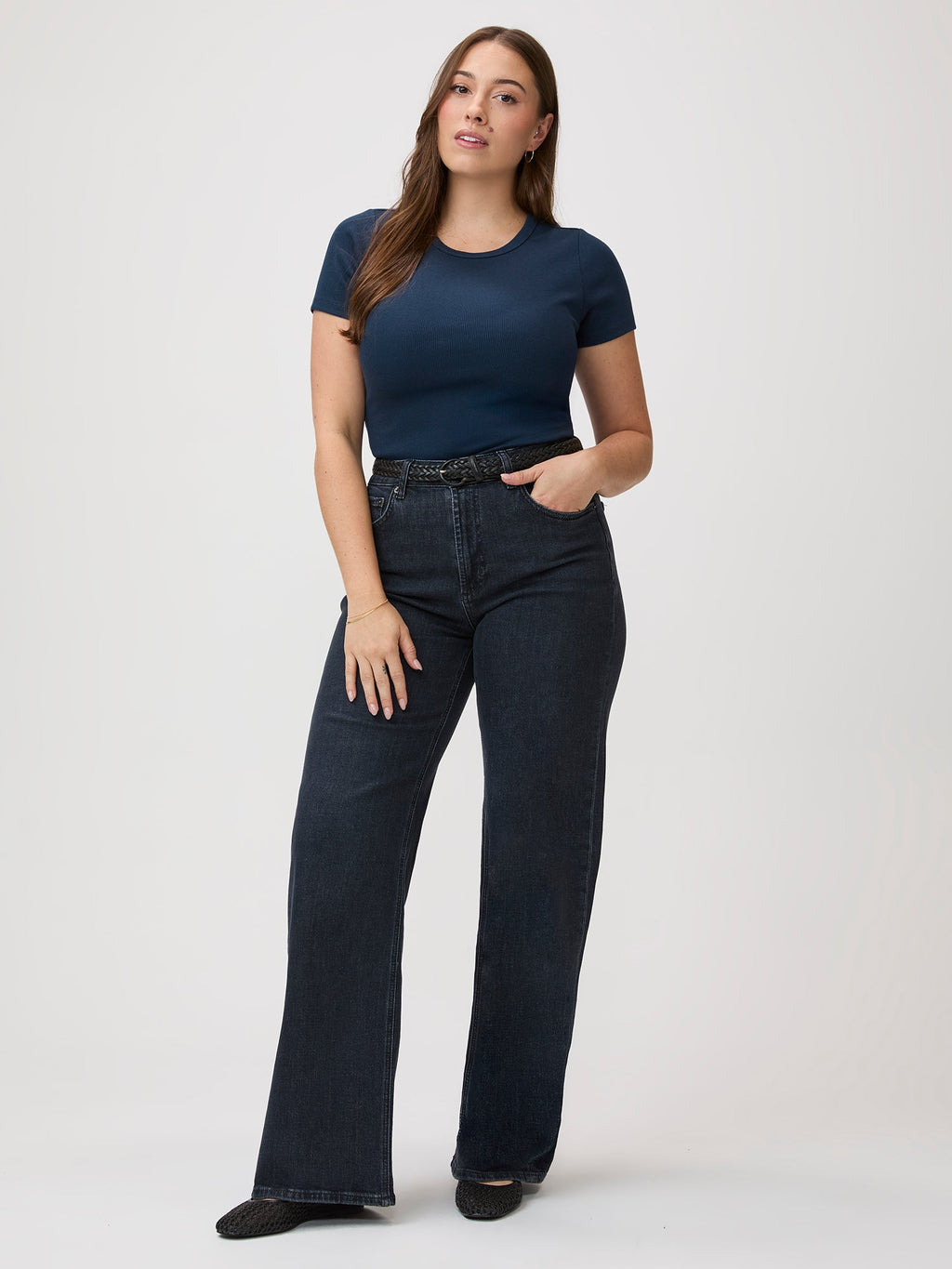 White & Dark Navy Ribbed Tee 2-Pack