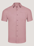 Chalk Pink Short Sleeve Stretch Button Up