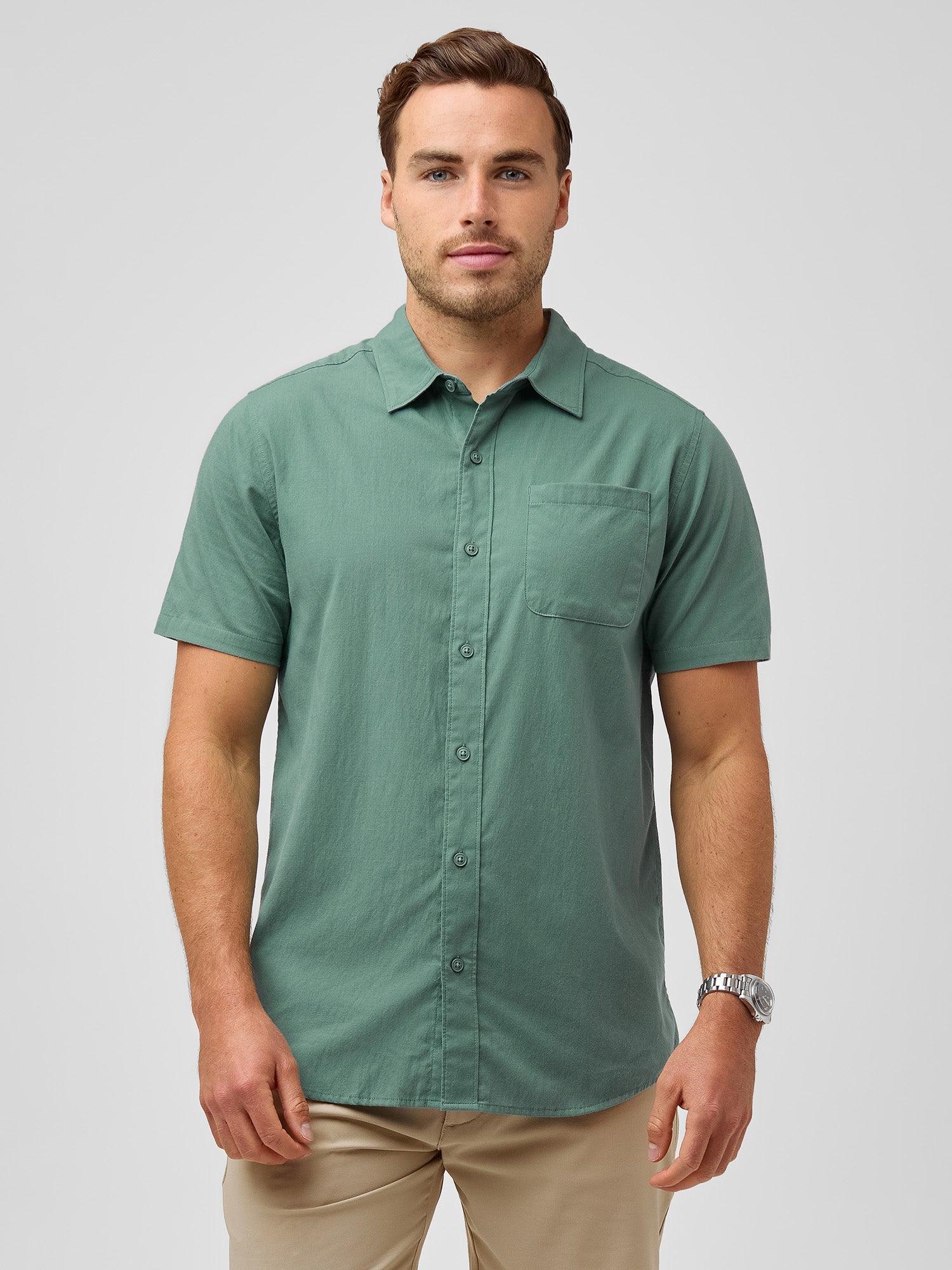 Sagebrush Short Sleeve Stretch Button Up