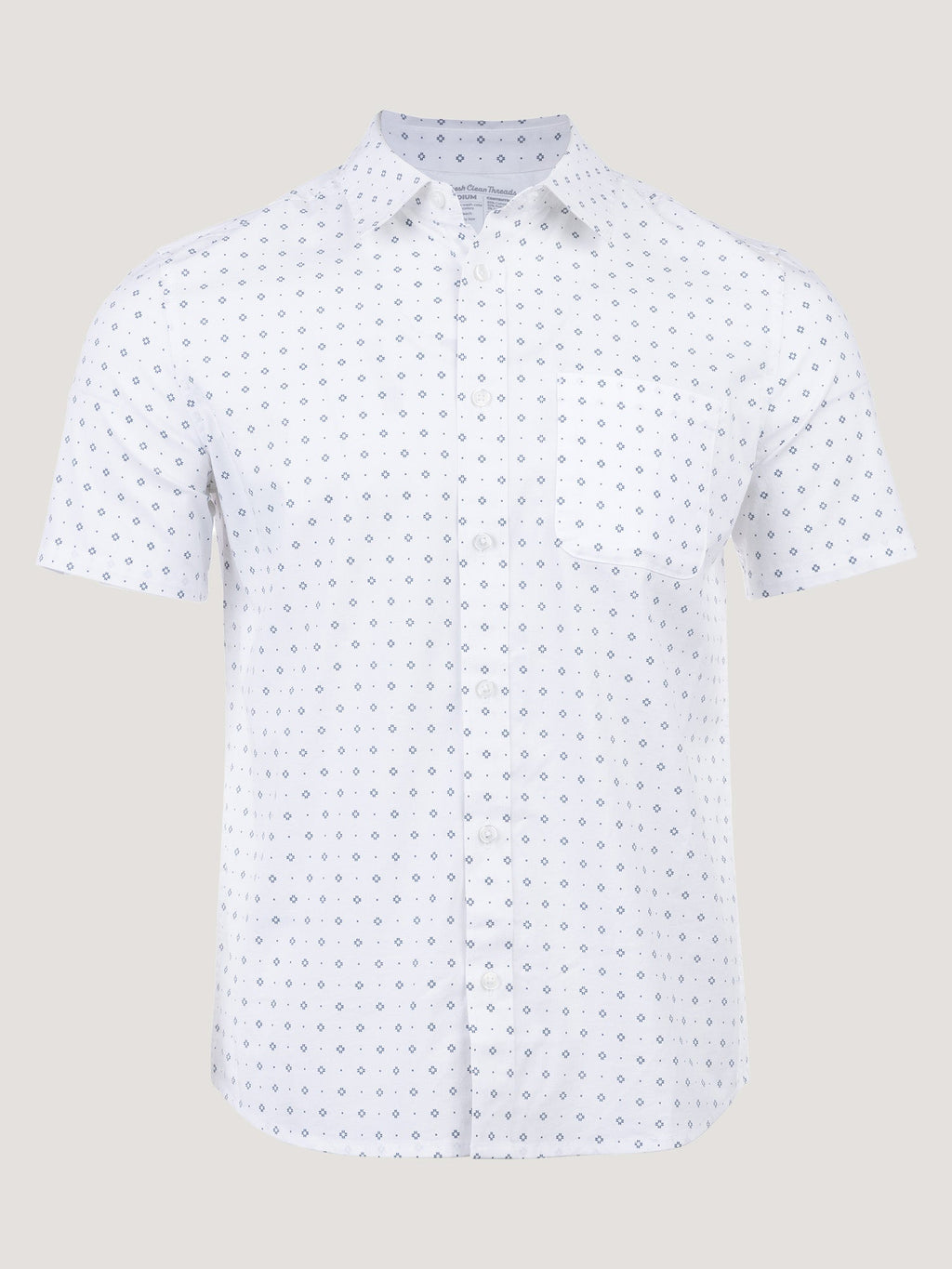 White Print All Day Short Sleeve Shirt
