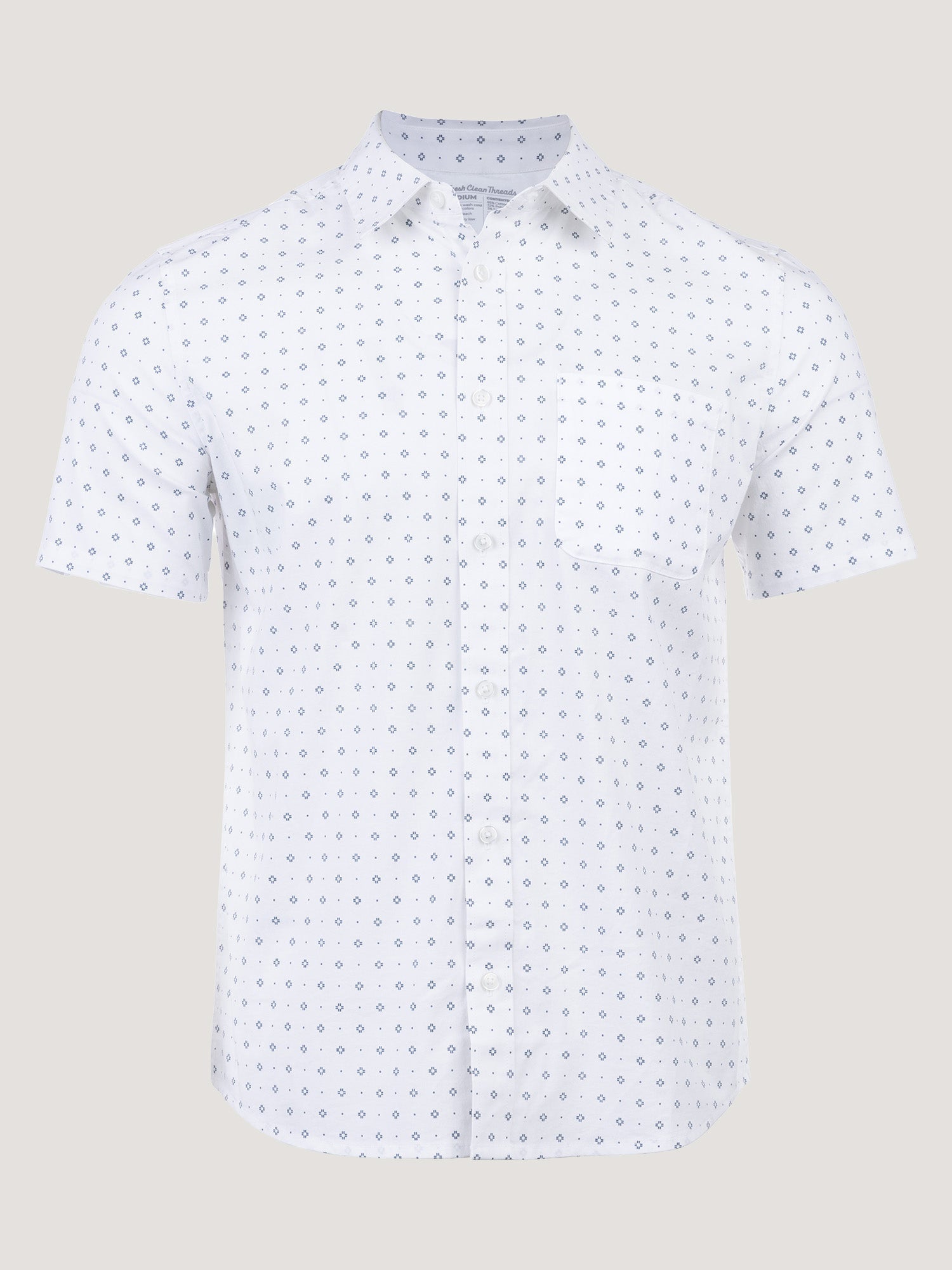 White Print All Day Short Sleeve Shirt