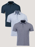 Blue Tones Striped Performance Cool Polo 3-Pack