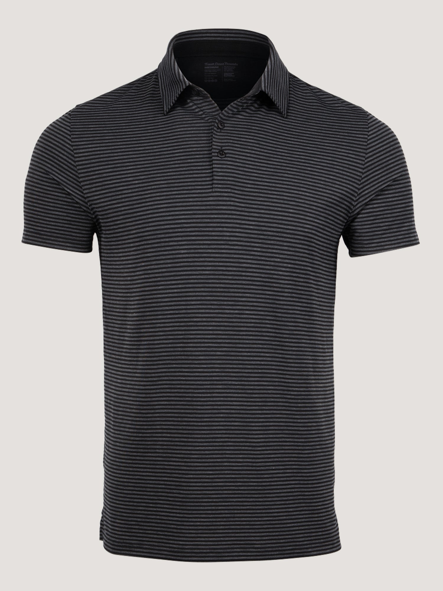 Black + Charcoal Striped Performance Cool Polo