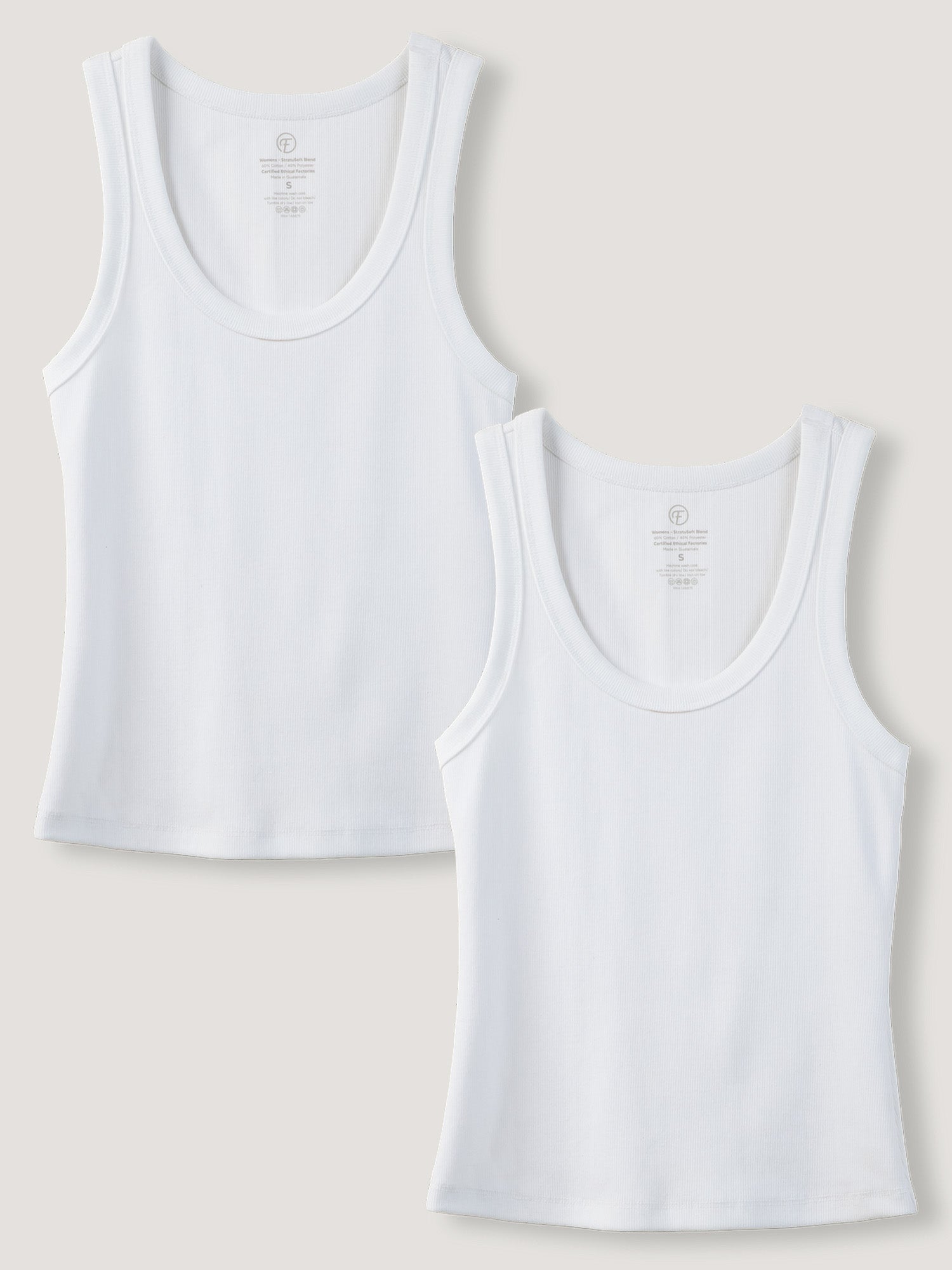 White Ribbed Tank 2-Pack