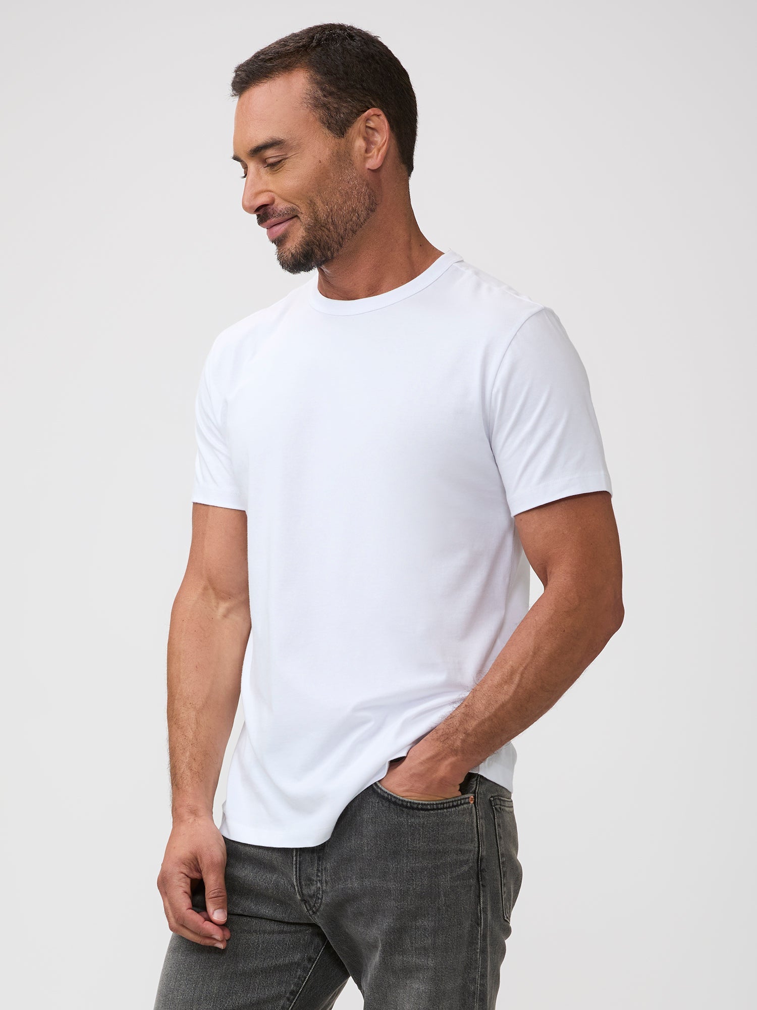 Heritage White Cotton Crew